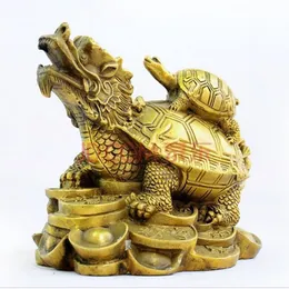 Chinês FengShui Pure Bronze Riqueza Dinheiro Mal Dragão Tartaruga Estátua332s