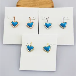 Dangle Chandelier Hook Stone Real 18K Gold Plated Heart Blue Turquoise Dangles Earrings Jewelries Letter Gift Free Dust Bag