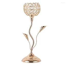 Kerzenhalter Gold Kristallhalter Eisen Blumenförmiger Kerzenständer Kleines Vintage-Set für Tischdekoration
