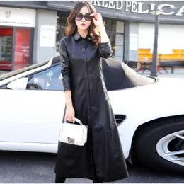 Casual Dresses Women's Handmade Stylish Coat Lambskin Leather Long Trench Dress