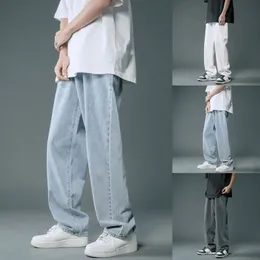 Män avslappnade jeans mode lösa plus size gata breda benbyxor långa denim byxor för man 240305