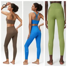 AL-101 Women Yoga Pants Leggings High Waist Workout Clothes Black Pink Solid Color Running Gym Wear Elastic Fitness Lady Outdoor Sports Trousers Yoga Pants