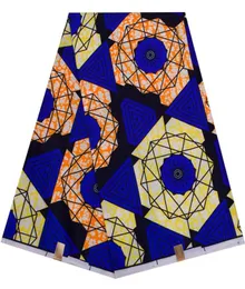 6 Yardslot African Fabric Blue Bakgrund Ankara Polyester Farbic för att sy vaxtrycktyg av gården Designer6820134
