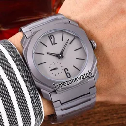 Nuovo Octo Finissimo 103011 acciaio al titanio quadrante grigio orologio automatico da uomo bracciale in acciaio inossidabile orologi sportivi economici Timezonewatc253R