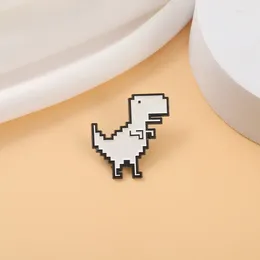 Broscher rekreation pixel stil dinosaurie kartong metall design märken brosch emalj stift etikett väska ryggsäck hatt smycken gåva