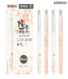 MG 05mm Black Gel Pen Full Needle Signing Student Stationary Office Teaching Supplies Pink Cherry Blossom Pattern Pens4379991