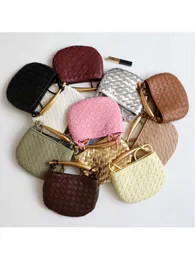 고급 Bottegs Venets Jodie Bag Woven Mini Bag 정어리 New Cowhide 디자인 금속 핸드백 원본 1 : 1 로고