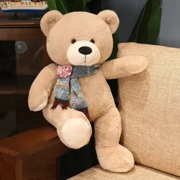 Kawaii 4 Colors Teddy Bear مع وشاح محشو بير بير أفخم ألعاب دمية وسادة الأطفال عشاق عيد ميلاد هدية الطفل 240308