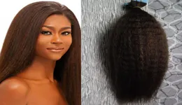 Fita reta crespo sem emenda de cutícula completa em extensões de cabelo humano grosso yaki natural cabelo real 40pcs fita ins1062832