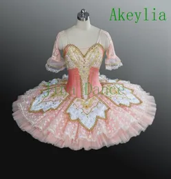 Şeftali Peri Professional Tutu Kız Bale Krep Tutu Kostüm Tabağı Bellrina Pembe Prenses Yarım Kollu Kadınlar Yapg Tutu6804496