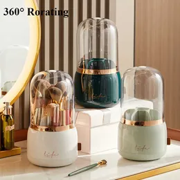 Makeup Brushes 360 Rotating Makeup Brushes Portable Desktop Makeup Cosmetic Storage Box Up Tools Jewelry Container ldd240313