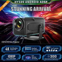 إكسسوارات الإسقاط الأخرى FGHGF 4K Android 11 Portable Projector الأصلي 1080p HY320 WIFI 6 BT5.0 Home Theater 1920 * 1080p Projector Upgrade HY300 Q240322