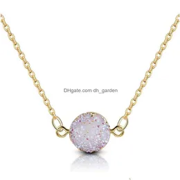 Hänge halsband ny design rund natur harts halsband för kvinnor 5 färg geometri charm guld plätering mode smycken gåva droppe deliv dhubg