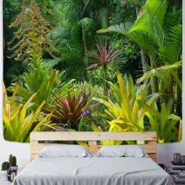 Gravestones Tropical Rainforest Tapestry Wall Hanging Family Bedroom Decoration Polyester Fabric Bohemian Plant Art Printing
