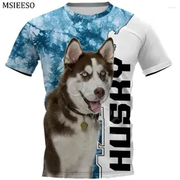 Men's T Shirts MSIEESO Men Shirt Husky Dog Sky Pattern Animal Printed Harajuku Summer Short Sleeve Casual Unisex Tops Clothing