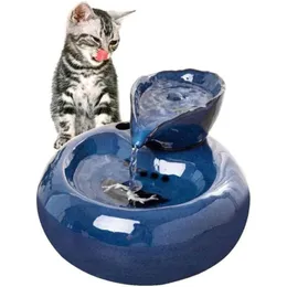 Cat Bowls Feeders Ceramics Drinking Feeder Electric Fountain Dog Bowl Automatisk husdjursvatten Dispenser Sink206G