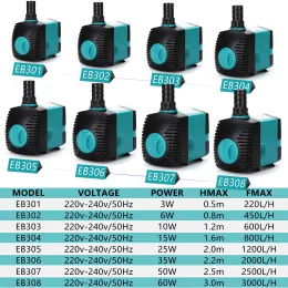 Tillbehör Tyst justerbar fiskbehållare Submerible 220V Water Pump Powerhead med sugkopp för akvarium, damm, hydroponics