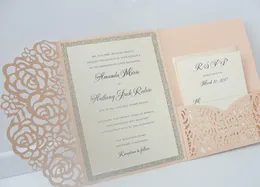 Light Pink Wedding Invitations Silver Glitter Graduation Evening Party Invites Black Printing7515359