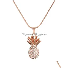 Hänghalsband Ny guld sier färg frukt ananas choker halsband kristall rhinestone kvinnor kedja uttalande smycken present flicka droppe dhiul