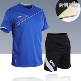 バドミントンシャツメンウェイマンアウトドアスポーツスーツoutsbadminton短袖Tシャツティートップステーブルテニスセット240227