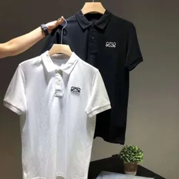 Homens de verão camisa polo designer tshirts moda masculina bordado geométrico pulôver camisa clássico algodão manga curta tops gola alta moletom duas cores