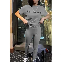 Designer Mulheres Tracksuit Duas Peças Set Silm Calças Terno Mulheres 2 Peças Jogger Novas Letras Impressas Manga Curta Sexy Moda Calças Ternos Mulher Outfits Atacado