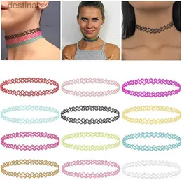 Other 12Pcs Vintage Neck Tattoo Choker Elastic Women Necklace Punk Tattoo Choker Stretch Necklace Jewelry Girls Chokers NecklacesL242313