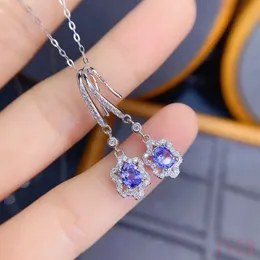 Beautiful Japanese exquisite Tanzanite earrings 925 sterling silver fashion niche design 240229