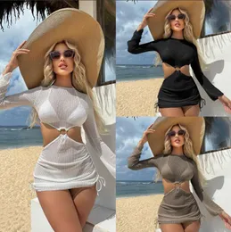 2024 sommer frauen Bademode Mesh Bikinis Langarm Abdeckung-Up Micro Bikini Weiblichen Badeanzug Frauen Set Badeanzug Strand tragen