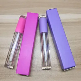 Pink Light Purple 5 ml Transparent Circular Lip Gloss Tube Lip Gloss Tube Paper Box Printing 240313