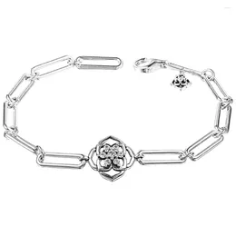 Charm Bracelets QANDOCCI Rose Petals Link 925 Sterling Silver Jewelry