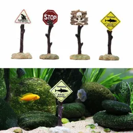 Decorations Aquarium Decoration Ornaments Resin Artificial Shark Warning Signs Fish Tank Landscaping Accessories Aquarium Decor Background