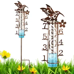Timers kolibri utomhus regnmätare regnmätningsverktyg med metall trädgård stav exakt skala mätare för trädgårdsmästare väder vaktare