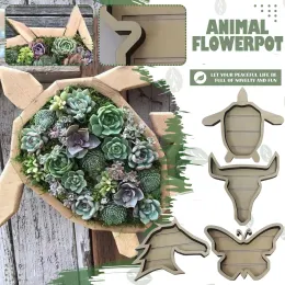 Fioriere Animali Succulenti Vasi per animali in legno Tartaruga Testa di toro Fioriera Fioriera di trifoglio Testa di cavallo Farfalla Vaso di fiori Decorazione del giardino