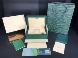 Designer-Herrenuhrenboxen Rolex Dark Green Watch Dhgate Box Luxus-Geschenkbox aus Holz für Uhren Yachtuhr-Booklet-Kartenanhänger und Schweizer Uhrenbox-Mystery-Boxen