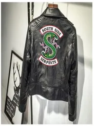 Southside Riverdale Serpent print PinkBlack PU Leather Jackets Women Riverdale Serpents Streetwear Leather Brand Coat xxl2995380