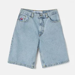 Shorts femininos grande menino y2k calças harajuku gótico hip hop desenhos animados bordado baggy jean homens mulheres roupas cintura alta