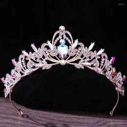 مقاطع الشعر Diezi Baroque Luxury AB Crystal Bridal Tiara Crown Women Vintage Fashion Bride Queen Brردة