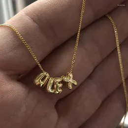 Kedjor mini bubbla ballong initial bokstav hänge halsband guld pläterad personlig chunky alfabet charm smycken