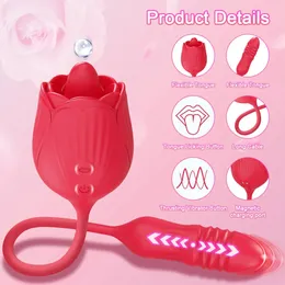 Rosetoy dildo tryckande vibrator för kvinnor ägg klitoris sucker stimulator tunga slickar vuxna varor suger sex leksaker kvinnlig 240312