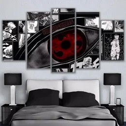 Modulare Wandkunst, Bilder, Leinwand, HD-gedruckt, Anime-Gemälde, ungerahmt, 5 Stück, Naruto Sharingan Poster, moderne Heimdekoration, Room271W