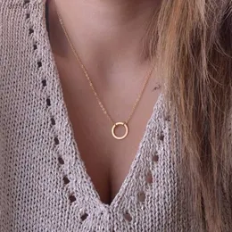 その他のNK602新しいファッションスチームパンクDainty Circle Collier Jewelry Cheap Round Minimalist Chain Pendantネックレス