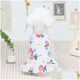 ملابس الكلاب PET Spring Summer Puppy Dress Dress مع نمط Bayberry من XS إلى XL Dogs Costume Coat Drop Drobling Garden Sup Otjui