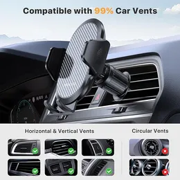 Telefoninnehavare för bil med nyaste metallkrokklipp, Air Vent Cell Phone Carmontering, Hands Free Universal Automobile Cradle Fit For iPhone Android och alla smartphones