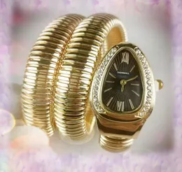 luksusowy kwarc damski złoto zielone niebieskie tarcze zegarki mody data diamentów pierścień pszczoły węża