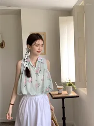 Kvinnors blusar korejepo koreanska blommiga skjortor LAPEL COLL SLAMNING PULDY TOP 2024 Summer French Hong Kong Style Casual Clothing