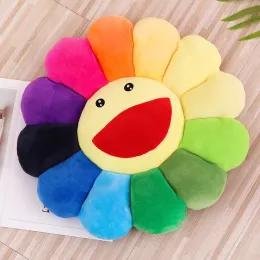 Almofada de sofá -flores pasmo de arremesso de flor insere girassol sorriso de pelúcia sofá -cama dormindo para trás almofada recheada de pelúcia decoração de sala de almofada