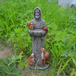 Skulpturen Vogelhäuschen Francis Garden St Statue Outdoor Bad Skulptur Statuen Clearance Bowl Figur Religiöse Fütterung Rasendekoration