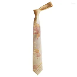 Bowt Ties męski moda kobieca oryginalna design ginkgo jesienne krawat szampan żółty goethe dwa podzielone liście