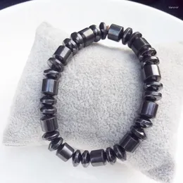 Браслеты со звеньями, черный магнитный браслет из гематита для мужчин и женщин, терапевтический здоровый браслет унисекс, пружинная цепочка
